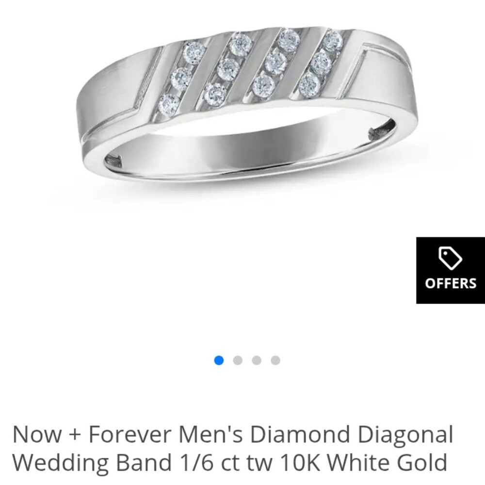 Now & Forever Men's Diamond Diagonal Wedding Band 1/6CT 10WG